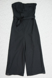 IMMONI black Jamilla 100% cotton lace strapless pant jumpsuit size 6 BNWT front view