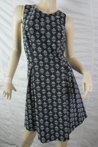 TOKITO black white geometric textured print A-line shift dress size 14 BNWT front view