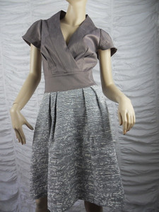 KATHERINE silver taupe textured drop waist cocktail dress size 10 NWOT front view KATHERINE silver taupe textured drop waist cocktail dress size 10 NWOT front view