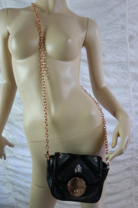 MIMCO black 100% leather Speakeasy small shoulder handbag VGC front view