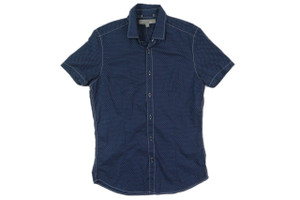 WITCHERY MAN navy blue 100% cotton short sleeve casual shirt size S BNWT front photo. WITCHERY MAN navy blue 100% cotton short sleeve casual shirt size S BNWT front photo.