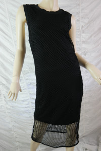 THE FIFTH LABEL black See The Sun mesh netted fitted midi tank dress size M NWOT front view