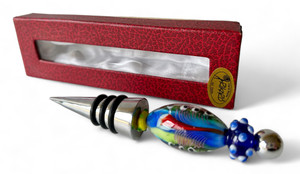 RIKARO Art Glass bottle stopper beaded CF/BS31 handmade boxed 2010's ITALY main view RIKARO Art Glass bottle stopper beaded CF/BS31 handmade boxed 2010's ITALY main view