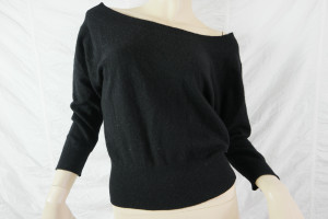 PRINGLE OF SCOTLAND black 100% cashmere vintage 1950's knit jumper size S/M EVC front view