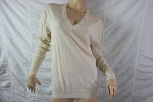 COUNTRY ROAD cream Merino wool silk blend Woolmark v-neck knit jumper size M BNWT front view