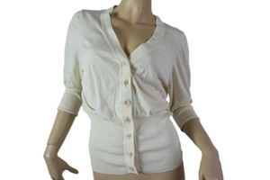 ALESSANDRA cream 100% cotton knit wear cardigan size L EUC front view ALESSANDRA cream 100% cotton knit wear cardigan size L EUC front view