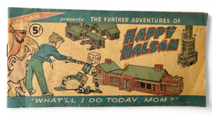 Vintage THE FURTHER ADVENTURES OF HAPPY HALSAM Halsam Toys mini comic 1960 GVC front view Vintage THE FURTHER ADVENTURES OF HAPPY HALSAM Halsam Toys mini comic 1960 GVC front view