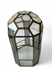 Vintage copper brass glass geometric domed terrarium planter jar INDIA 1970's side view Vintage copper brass glass geometric domed terrarium planter jar INDIA 1970's side view