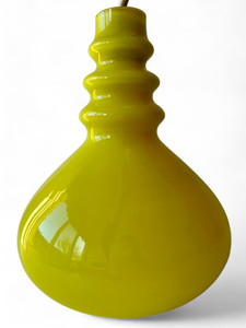 Vintage yellow opaline glass pendant light lamp shade SWEDEN 1960's EVC front view Vintage yellow opaline glass pendant light lamp shade SWEDEN 1960's EVC front view