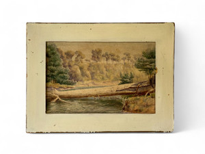 Vintage ALICE SKEWES landscape painting FALLEN TREE Impressionist 1930's main view Vintage ALICE SKEWES landscape painting FALLEN TREE Impressionist 1930's main view