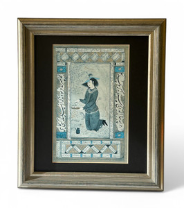 Antique REZA ABBASI Saki Muraqqa Golshan Persian School Timurid 1609 PERSIA main view Antique REZA ABBASI Saki Muraqqa Golshan Persian School Timurid 1609 PERSIA main view