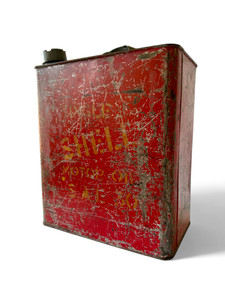 Vintage SHELL Single Motor Oil S.A.E 30 red 2gal tin 1920's AUSTRALIA main view