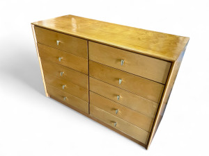 Vintage 10 ten drawers chest dresser blonde mid century modern 1960's AUSTRALIA main view Vintage 10 ten drawers chest dresser blonde mid century modern 1960's AUSTRALIA main view