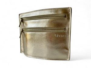 BHAVE PROFESSIONAL HAIRCARE gold cosmetic toiletries travel bag metallic NWOT main view