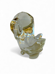 Vintage SASAKI glass hound dog Basset Bloodhound Beagle candy dish 1970's JAPAN main view