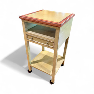 Vintage DECRO green painted side table with drawer on castors 1990's AUSTRALIA