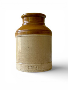 Antique POWELL BRISTOL pottery stoneware oyster preserving jar 1880's ENGLAND main view