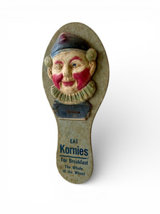 Antique KORNIES breakfast cereal clown clapper noise maker paddle 1920's GERMANY main view