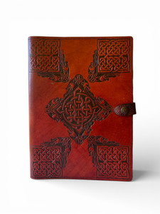 CELTIC VOODOO A4 knot leather tooled embossed journal cover handmade AUSTRALIA main view