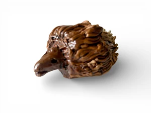 Vintage echidna pottery figurine dark brown clay handbuilt 1970's AUSTRALIA main view