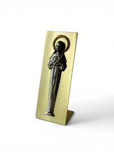 Vintage Saint Thérèse of Lisieux figure plaque desk stand religious 1950's ITALY main view