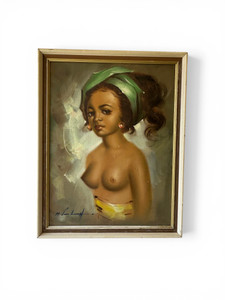 Vintage Balinese Bali exotic orientalist female nude portrait 1960's INDONESIA main view