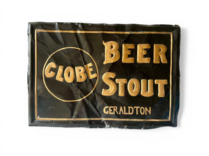 Antique GLOBE BREWING COMPANY pressed tin sign beer stout 1915-1949 AUSTRALIA main view
