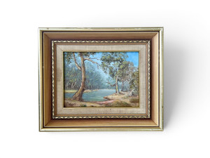 Vintage DAVID MARTIN LONELY RIVER LUNE landscape oil painting 1970's AUSTRALIA main view