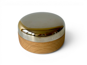 GEORG JENSEN Alfredo stainless steel oak salt jar cellar Scandi 2020's DENMARK main view