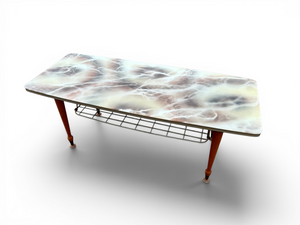 Vintage faux marble glass top coffee table mid-century modern 1950's ITALY main view