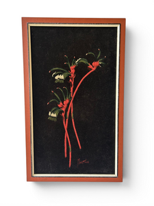 Vintage MARTINUS Aboriginal kangaroo paw botanical painting 1960's AUSTRALIA main view