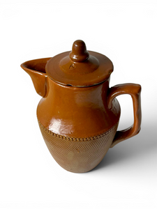 Antique BENDIGO POTTERY brown 1pt Langley Ware coffee pot jug 1920's AUSTRALIA main view
