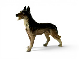 Vintage Alsatian German Shepherd dog porcelain figurine tongue 1940's JAPAN main view
