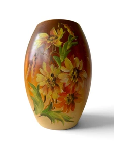 Vintage DIANA hand painted ceramic vase sunflowers floral D51 1940's AUSTRALIA main view