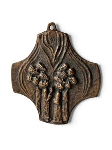 Vintage EGINO WEINERT bronze plaque cross confirmation religious 1960's GERMANY main view