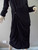 MRS. PRESS black cotton silk blend v-neck long sleeve long dress size 1 EUC front bottom view