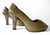 DIANA FERRARI green-brown 100% patent leather peep toe high heels size 9.5 NEW side view