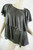 BODY dark brown sleeveless shiny ruffled layered tiered top size L EUC front view