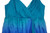 WISH green blue 100% silk dip dyed view mini dress size 10/S BNWT close up view
