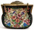 Antique JB & CO petit point floral tapestry bag purse mirror AUSTRIA 1920's NEW front view