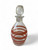 Vintage glass banded ring striped red decanter carafe hand blown 1930's CZECH side view
