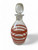 Vintage glass banded ring striped red decanter carafe hand blown 1930's CZECH front view