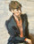 Vintage Impressionist WOMAN SITTING ON TRUNK portrait oil painting 1950's-60's close up view Vintage Impressionist WOMAN SITTING ON TRUNK portrait oil painting 1950's-60's close up view