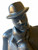 Vintage black detective 1950's thoughtful fedora statue sculpture figure 1990's close up view