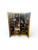 Vintage English fox hunt black lacquered four-panel folding screen room divider front view