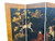 Vintage English fox hunt black lacquered four-panel folding screen room divider close up left side view