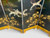 Vintage English fox hunt black lacquered four-panel folding screen room divider close up middle bottom view