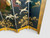 Vintage English fox hunt black lacquered four-panel folding screen room divider close up bottom right side view