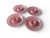 Vintage WILLOW pink plastic egg cup stackable set of 4 saucer 1960's AUSTRALIA front view