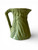Vintage green rabbit woodland pottery pitcher vase textured Art Deco 1930's back view